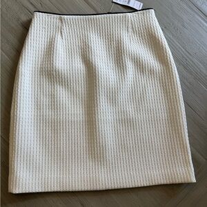 WHBM Cream Textured Pencil Skirt Knee-Length